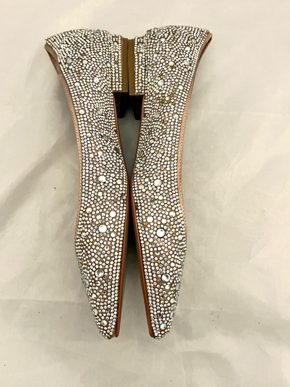 Betsey Johnson Jude Crystal-Embellished Blush Pointed Ballet Flats - Picture 7 of 13